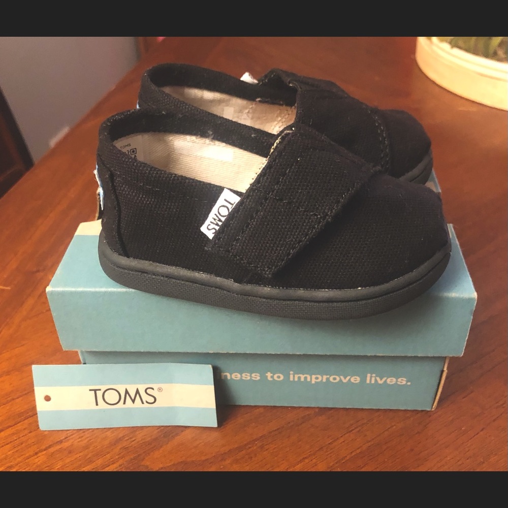 Toms Toddler Tiny Alpargata Black Canvas Shoes
